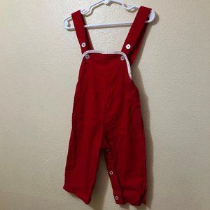 Vintage Sears Baby Red Velvet Corduroy Snap Closure Overalls Size 21-26lbs